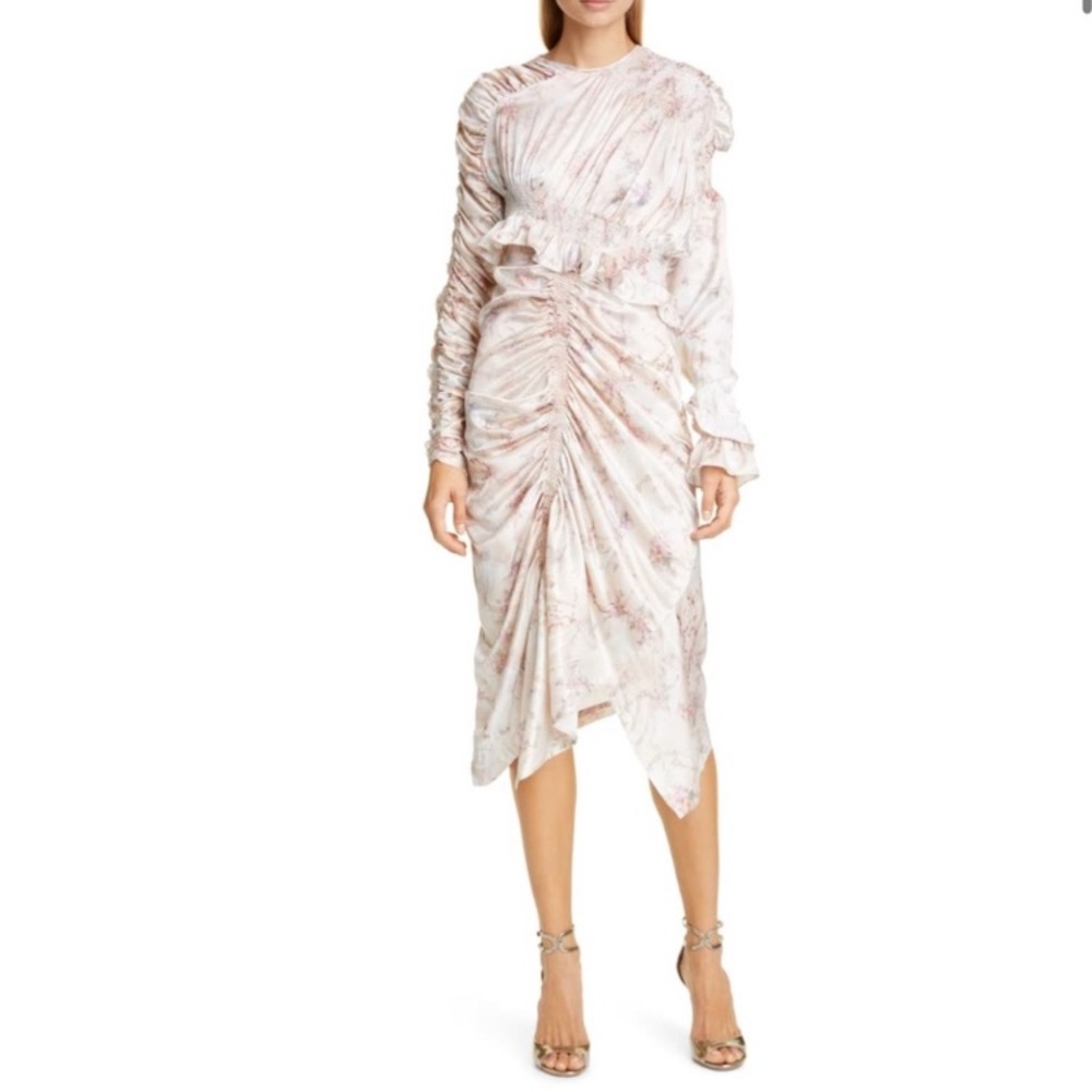 PREEN BY THORNTON‎ BREGAZZI Dakota Satin Dress M formal party romantic smocked